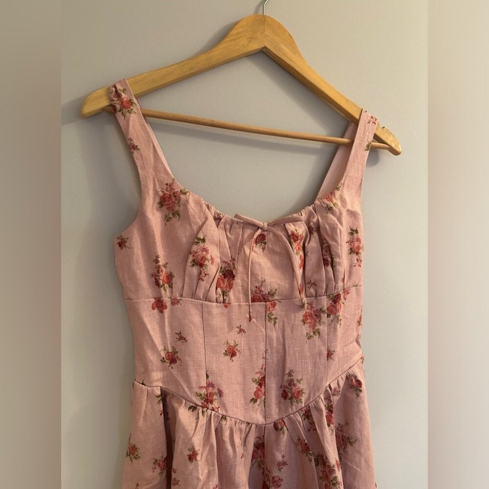 NWT Reformation Balia Linen Midi Dress in Tea Time Pink Floral | size 4 - Picture 10 of 15